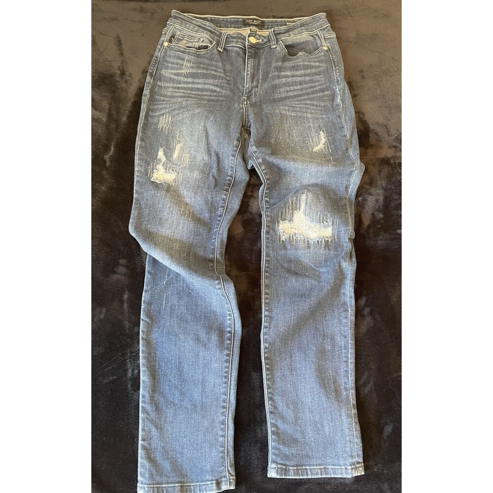 Judy Blue Jeans Boyfriend Fit 13/31 High Waist Distressed Medium Wash Women